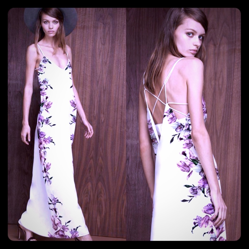 🌺 White Orchid Tropical Floral Backless Cross Maxi Dress ❣️ Holiday Getaway